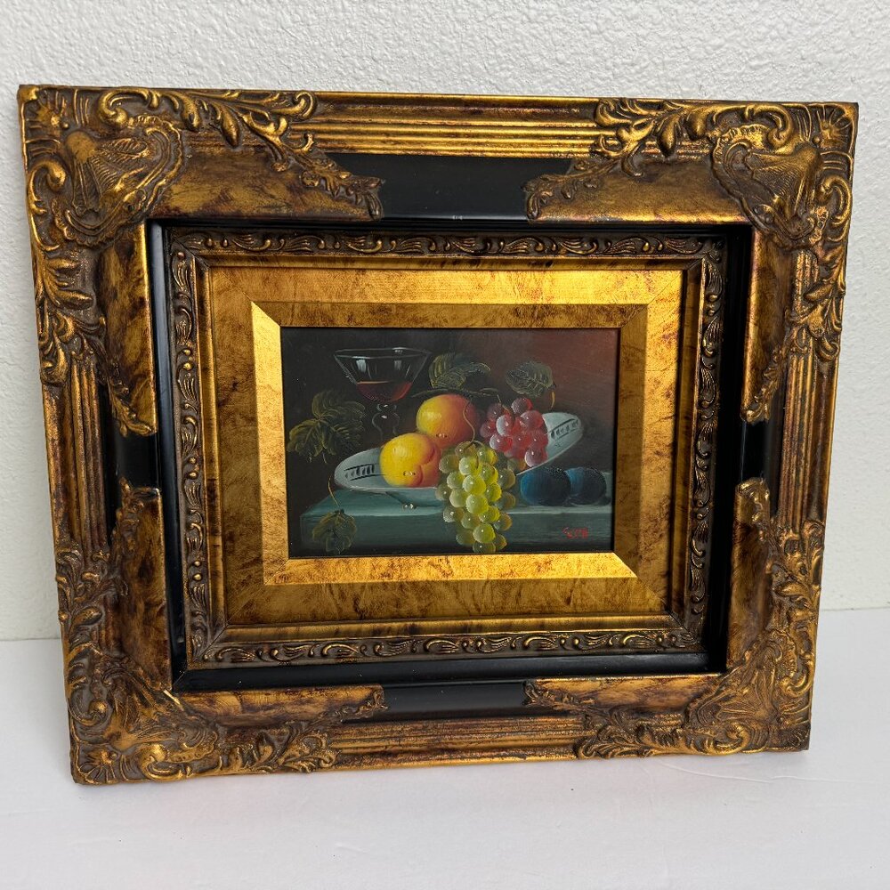 Vintage Wood Picture Frame Gold Patina Oil Painting